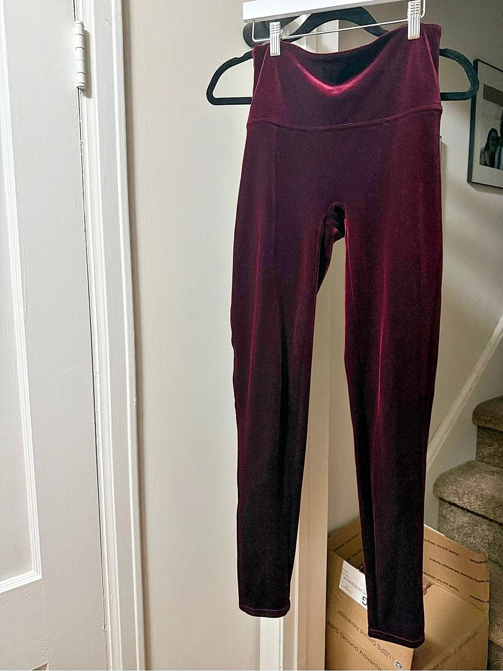 SPANX Velvet Leggings High Rise Red Large